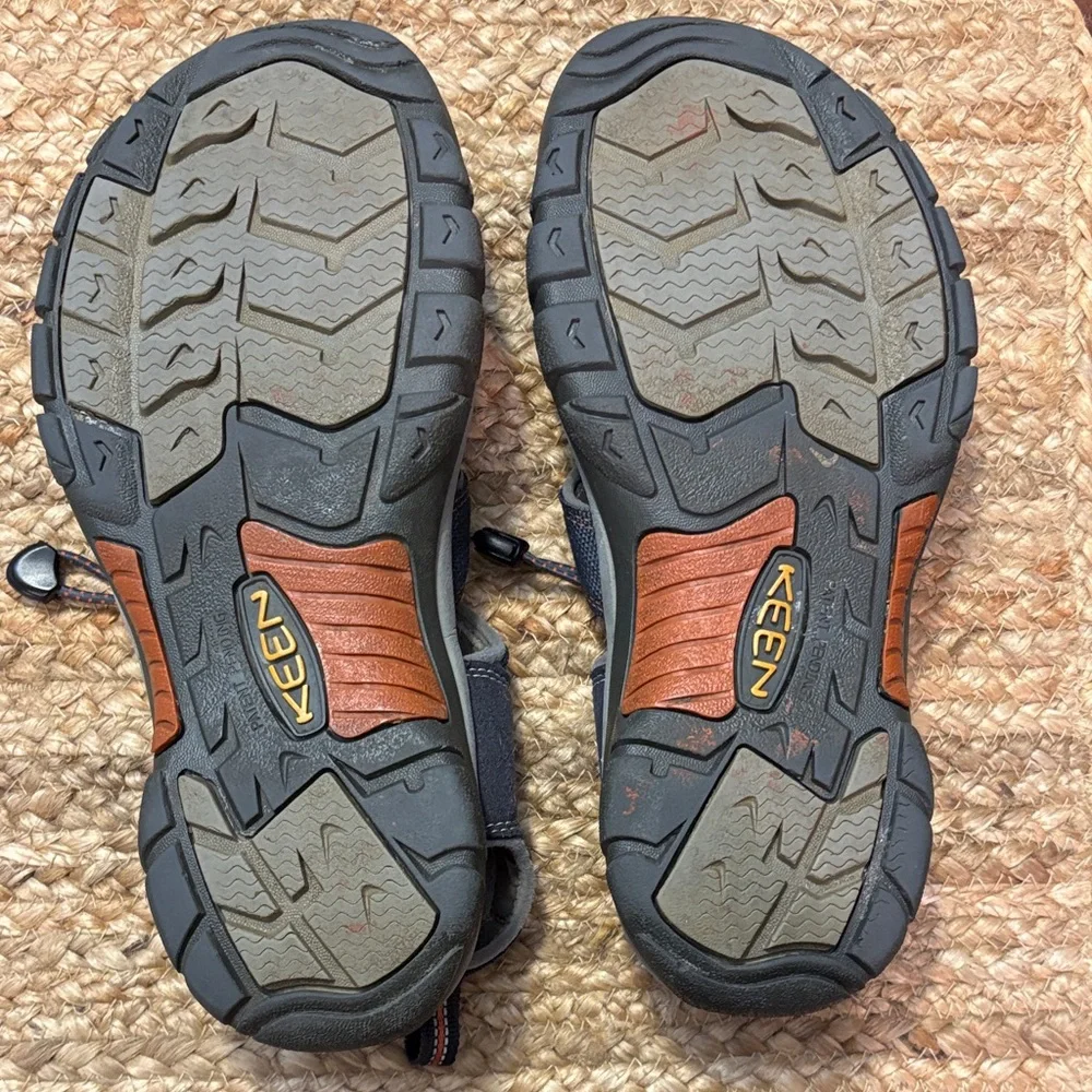 Keen Mens Newport H2 Navy Blue / Gray with Orange Accents Hiking Water Sandals